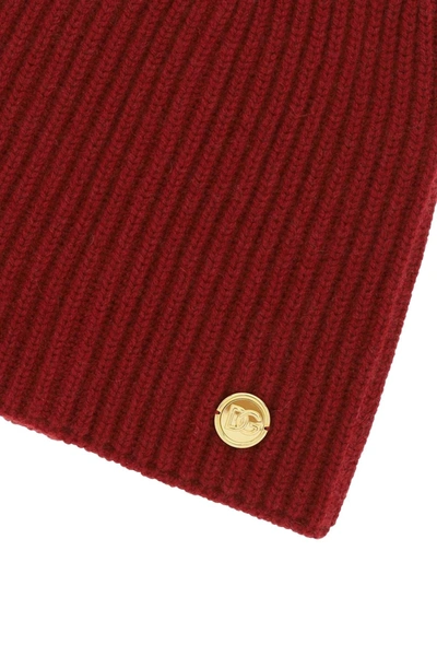 Shop Dolce & Gabbana Cashmere Beanie Hat In Red Cashmere
