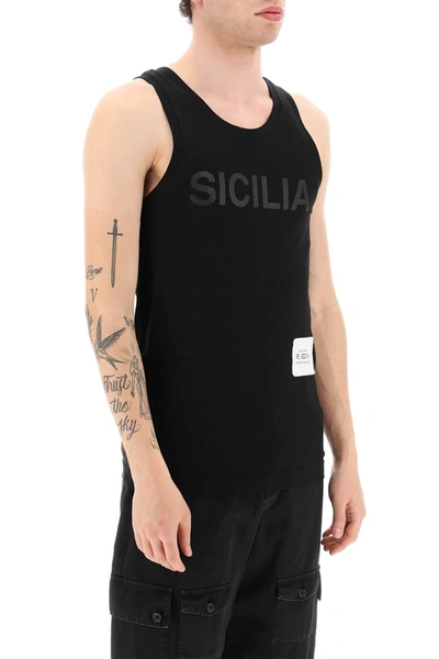 Shop Dolce & Gabbana Sicilia Print Re Edition Tank Top In Black