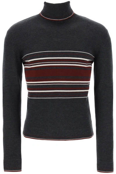 Shop Dolce & Gabbana Striped Wool Turtleneck Sweater