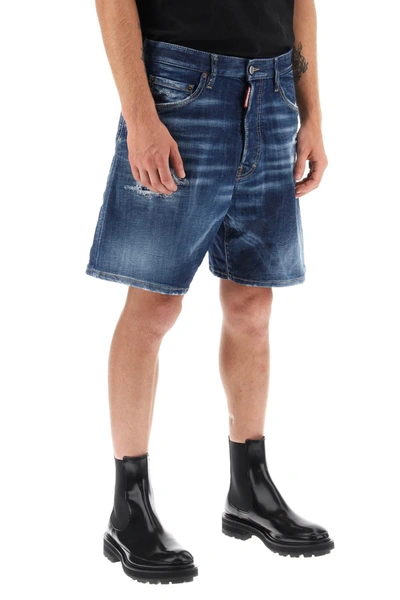 Shop Dsquared2 Loose Shorts In Used Denim