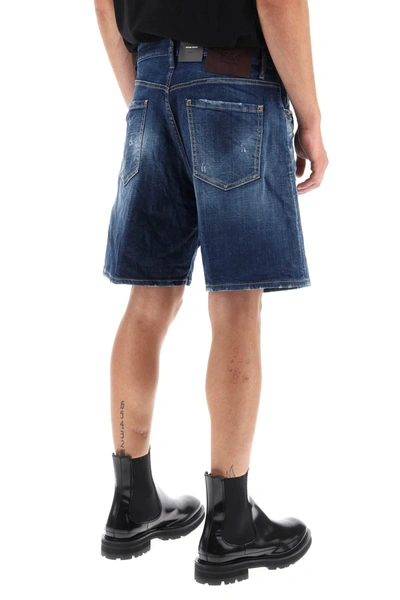 Shop Dsquared2 Loose Shorts In Used Denim