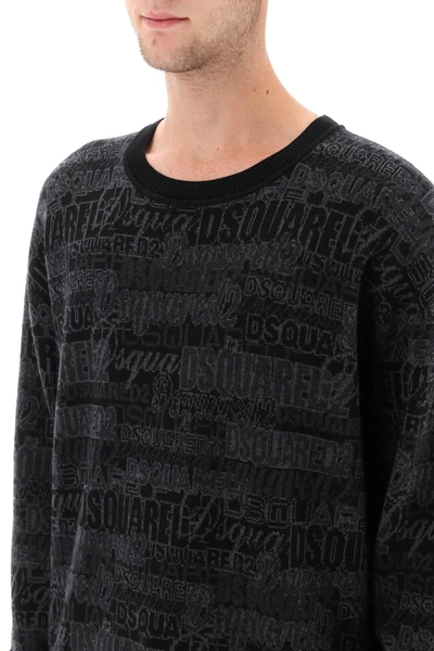 Shop Dsquared2 Wool Sweater With Logo Lettering Motif