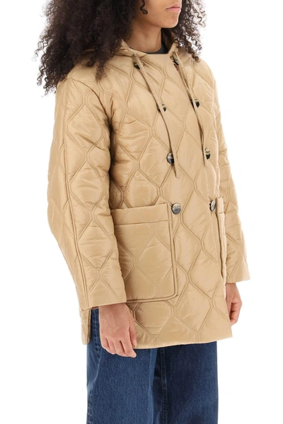 Shop Ganni Hooded Quilted Jacket
