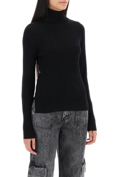 Shop Ganni Turtleneck Sweater With Back Cut Out
