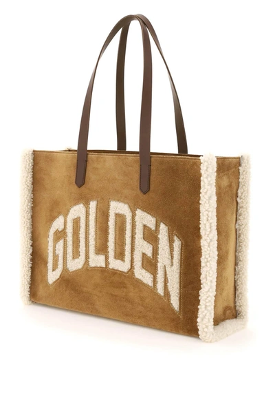 Shop Golden Goose California East West Bag With Shearling Detail