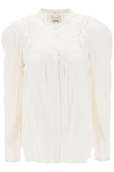 Shop Isabel Marant 'joanea' Satin Blouse With Cutwork Embroideries