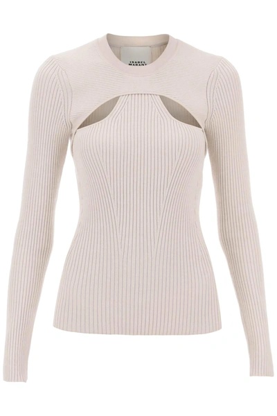 Shop Isabel Marant 'zana' Cut Out Sweater In Ribbed Knit