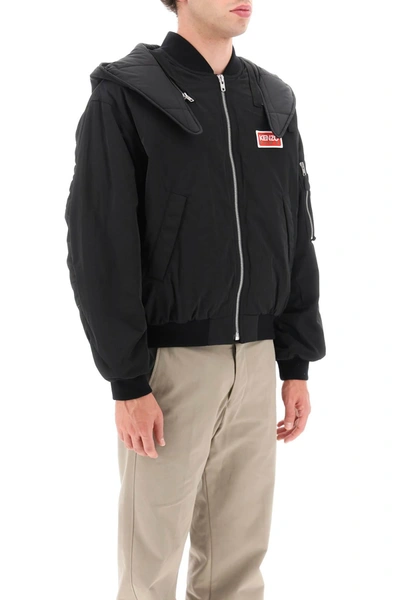 Shop Kenzo Padded Hooded Bomber Jacket
