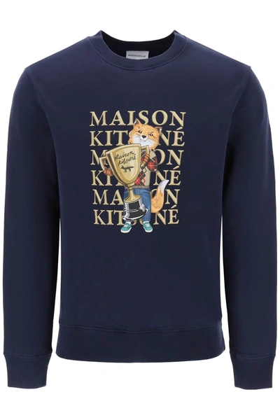Shop Maison Kitsuné Maison Kitsune Fox Champion Crew Neck Sweatshirt