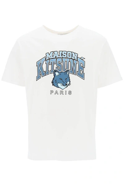 Shop Maison Kitsuné Maison Kitsune T Shirt With Campus Fox Print