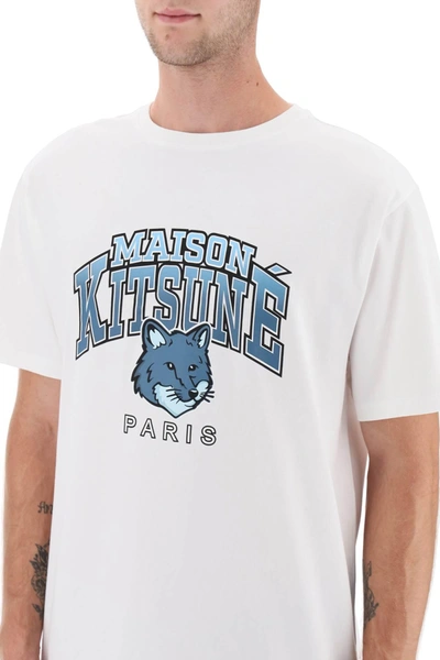 Shop Maison Kitsuné Maison Kitsune T Shirt With Campus Fox Print