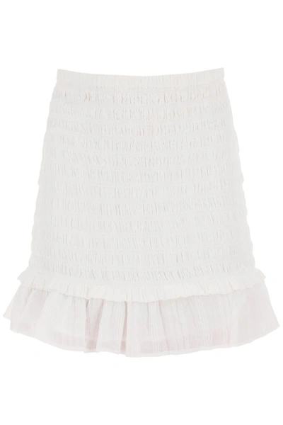 Shop Marant Etoile Isabel  Smocked Cotton Dorela Mini Skirt