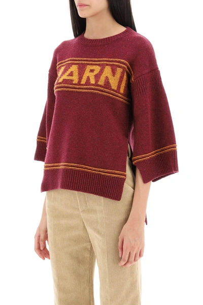 Shop Marni Sweater In Jacquard Knit With Logo