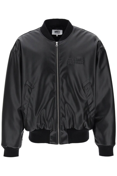 Shop Mm6 Maison Margiela Faux Leather Bomber Jacket