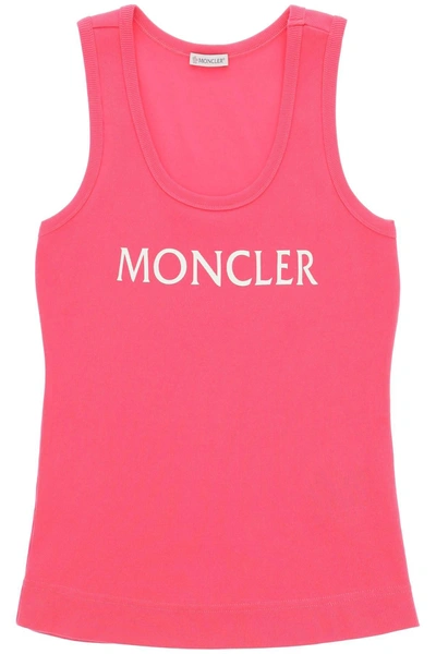 Shop Moncler Logo Print Ribbed Tank Top