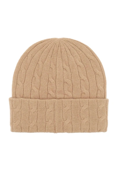 Shop Polo Ralph Lauren Cable Knit Cashmere And Wool Beanie Hat