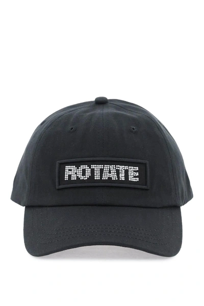 Shop Rotate Birger Christensen Rotate Cotton Baseball Cap With Rhinestone Logo
