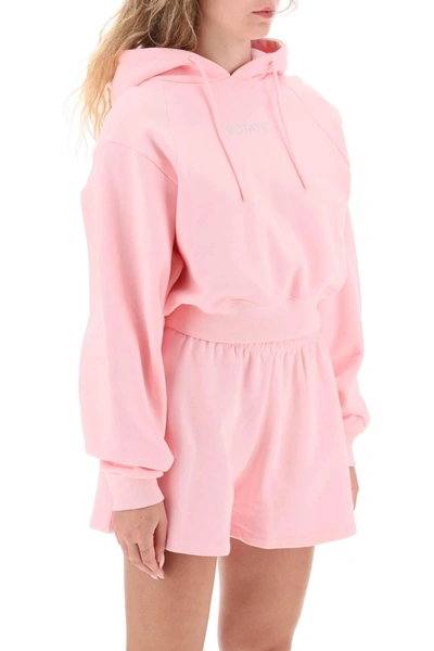 Shop Rotate Birger Christensen Rotate Cropped Hoodie With Rhinestone Studded Logo