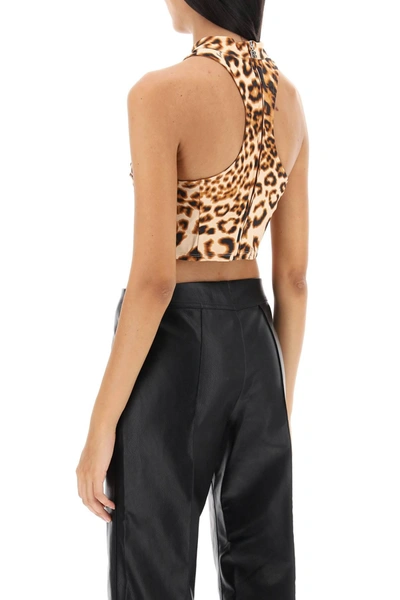 Shop Rotate Birger Christensen Rotate Leopard Print Jersey Crop Top