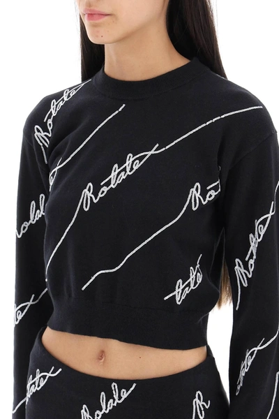 Shop Rotate Birger Christensen Rotate Sequined Logo Cropped Sweater