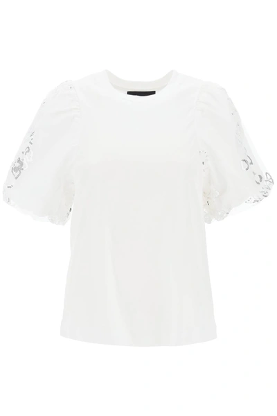 Shop Simone Rocha Embroidered Puff Sleeve A Line T Shirt