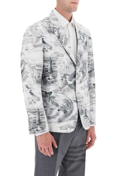 Shop Thom Browne Deconstructed Single Breasted Jacket With Nautical Toile Motif