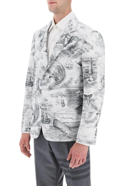 Shop Thom Browne Deconstructed Single Breasted Jacket With Nautical Toile Motif
