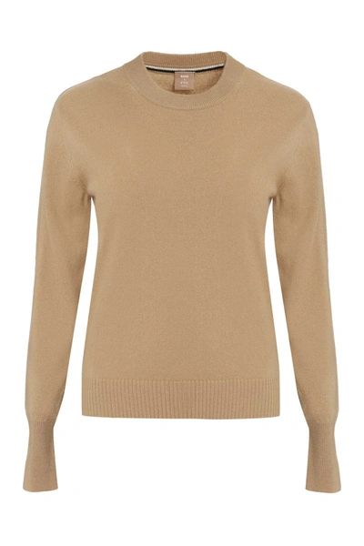 Shop Hugo Boss Boss Long Sleeve Crew-neck Sweater In Camel