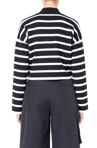 Grey Lab Stripe Turtleneck Crop Sweater In Black/ White