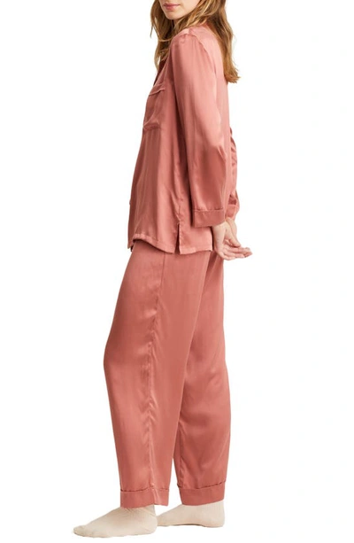 Shop Papinelle Audrey Silk Pajamas In Soft Cinnamon