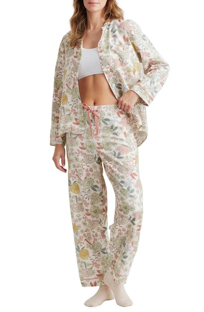 Shop Papinelle Karolina Floral Print Sateen Pajamas In Soft Cinnamon