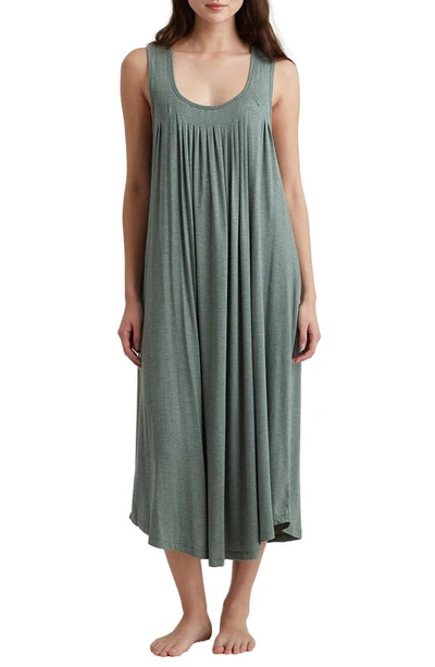 Shop Papinelle Kate Pleated Stretch Modal Nightgown In Deep Moss