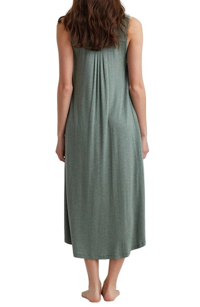 Shop Papinelle Kate Pleated Stretch Modal Nightgown In Deep Moss