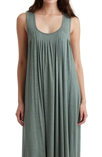 Shop Papinelle Kate Pleated Stretch Modal Nightgown In Deep Moss