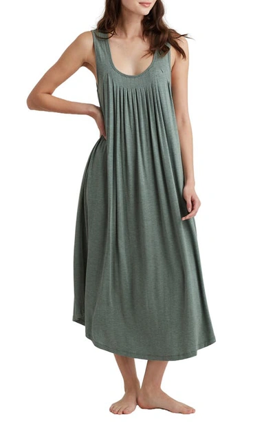 Shop Papinelle Kate Pleated Stretch Modal Nightgown In Deep Moss