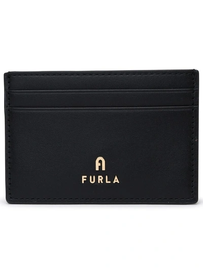 Shop Furla Black Leather Camelia Card Holder