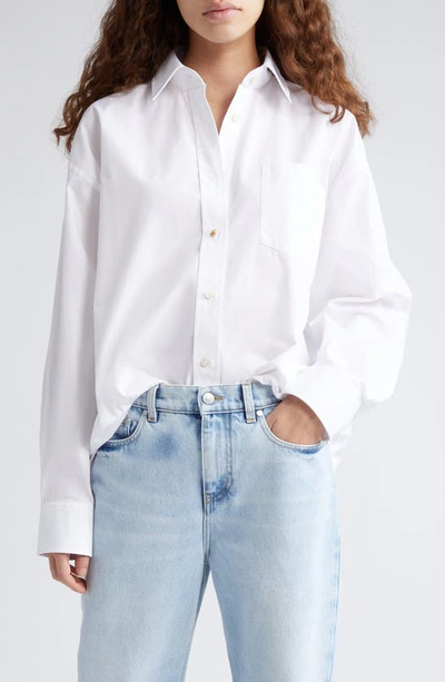 Shop Stella Mccartney Oversize Cotton Button-up Shirt In Pure White