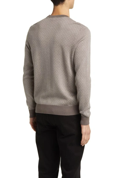 Shop Emporio Armani Geometric Jacquard Virgin Wool Sweater In Tan