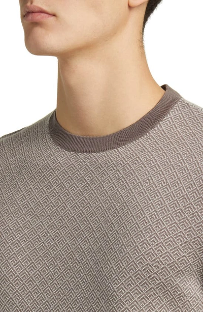 Shop Emporio Armani Geometric Jacquard Virgin Wool Sweater In Tan
