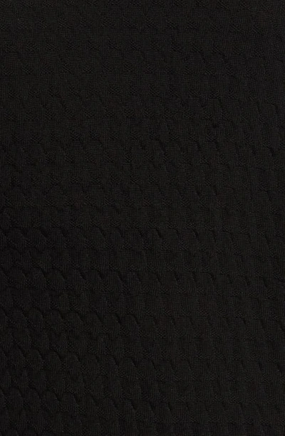 Shop Emporio Armani Textured Virgin Wool Crewneck Sweater In Solid Black