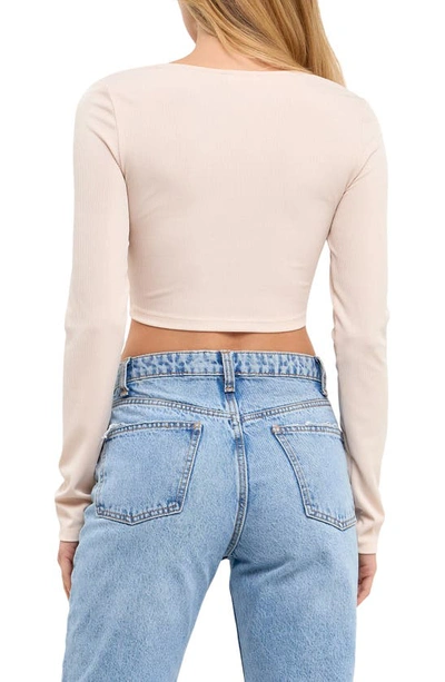 Grey Lab Front Twist Cropped Long Sleeve Top In Ivory