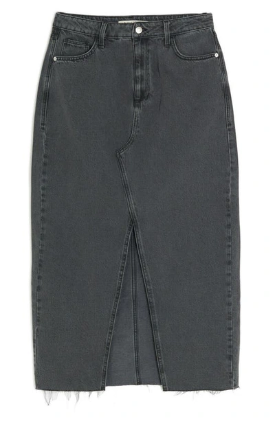 Shop River Island Front Slit Denim Maxi Skirt In Grey