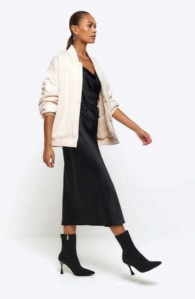 Shop River Island Casual Easy Bomber Jacket In Beige