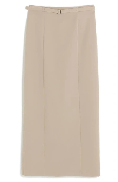 Shop River Island Belted A-line Maxi Skirt In Beige