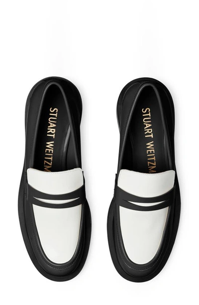 Shop Stuart Weitzman Palmer Bold Loafer In Black/ White