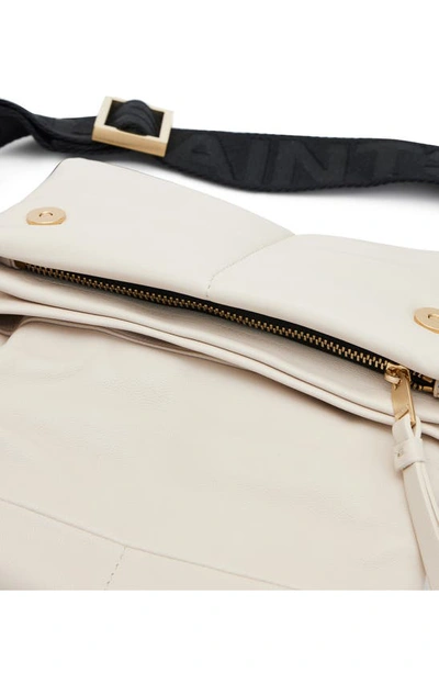 Shop Allsaints Ezra Logo Strap Leather Crossbody Bag In Desert White