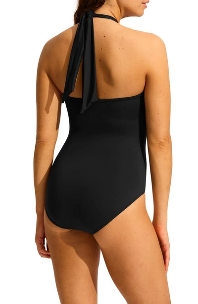 Seafolly Halter Bandeau One-piece Swimsuit In Black