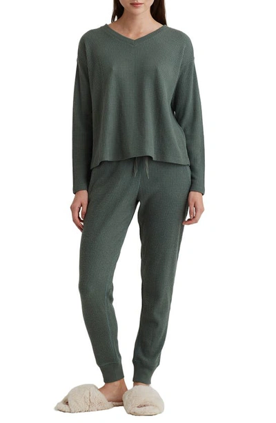 Shop Papinelle Super Soft Thermal Knit Pajamas In Moss