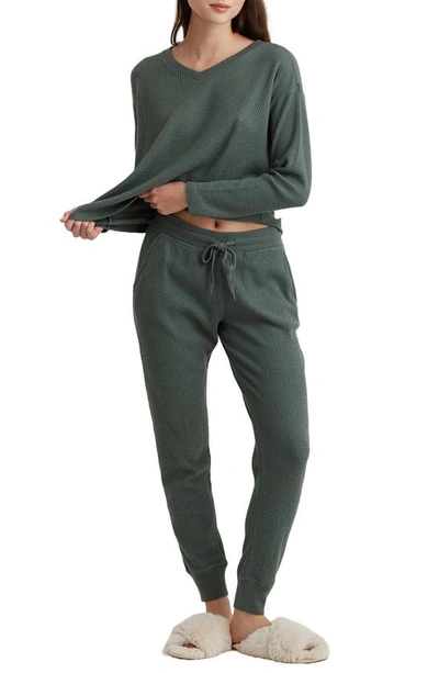 Shop Papinelle Super Soft Thermal Knit Pajamas In Moss