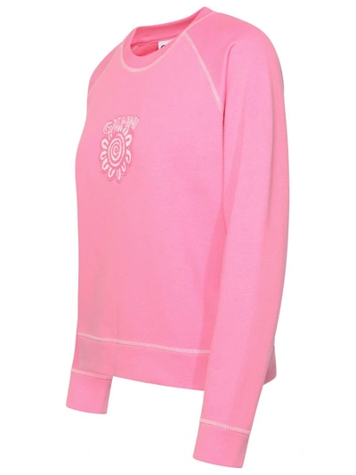 Shop Ganni 'isoli' Sweatshirt In Pink Organic Cotton